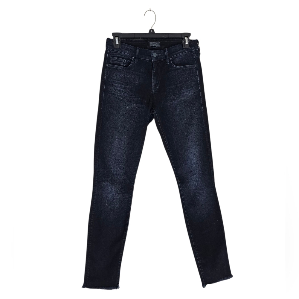 MOTHER Looker Ankle Fray Mid Rise‎ Skinny Ankle Dark Blue Jeans 25 Preowned